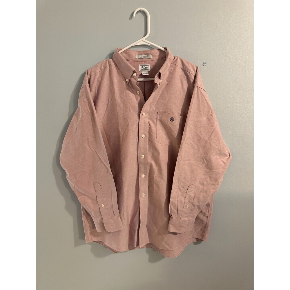LL Bean Pink Long Sleeve Button Down Shirt Mens Size 17